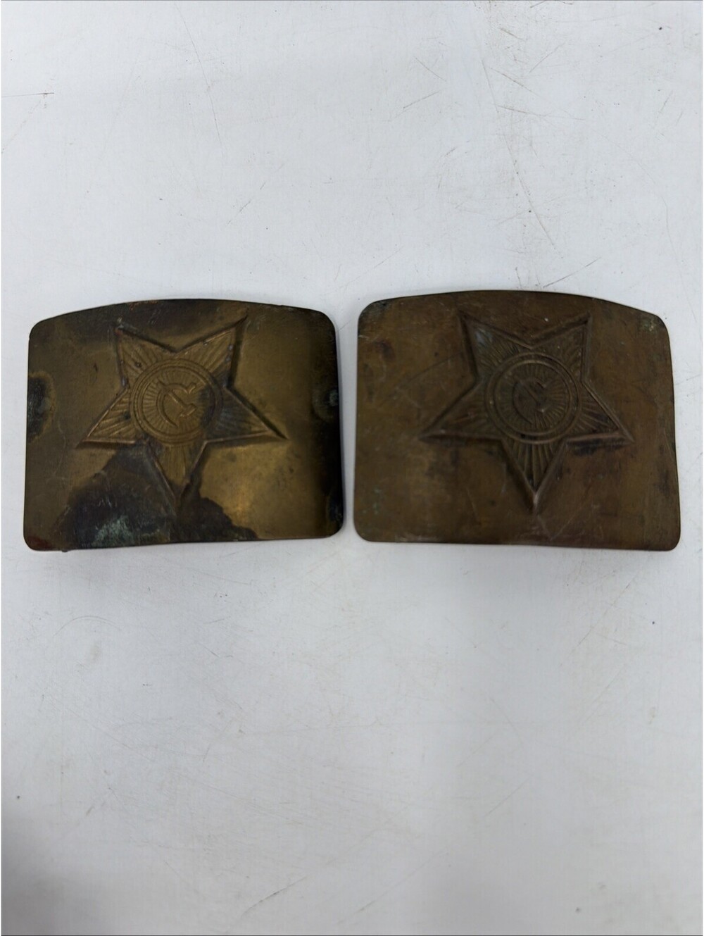 Belt buckle star hammer and sickle USSR bronze militaria officer army X2